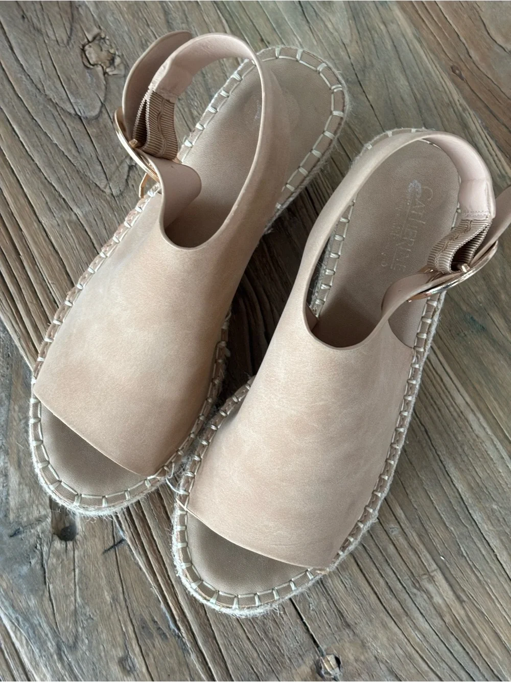 Catherine Malandrino Tan Platform Peep-Toe Espadrille Sandals Size 6.5